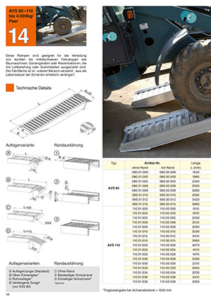 Nájezdy pro vozidla  AVS 80-110